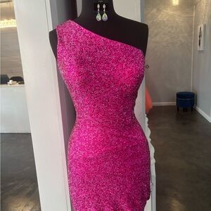 Glamorous Fuchsia One-Shoulder Dress